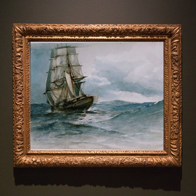 Vintage Watercolor Art Print, Digital Download, Wall Art, Nautical, Sea