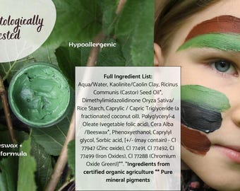 BioKidd Pinturas Faciales Naturales – Camuflaje Verde, Marrón Y Negro – No Tóxicas Y Aptas Para Pieles Sensibles