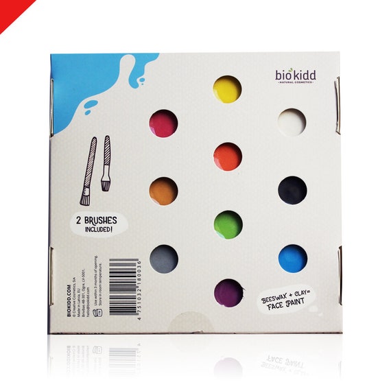 BioKidd Kit pittura viso corpo naturale trucco crema lavabile per pelli  sensibili Set pittura viso per bambini 10 colori 2 pennelli -  Italia