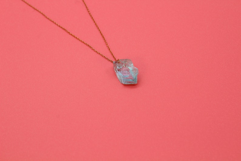 Crystal Jewelry Dainty Aquamarine Choker Aquamarine Pendant Gift for her 925 Italian Silver Bridal Necklace Iceberg Aquamarine Necklace