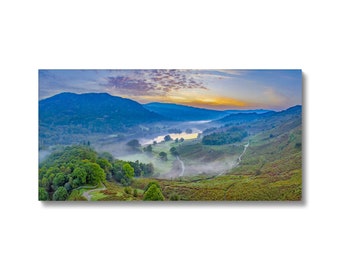 Misty Rydal Water #1 Print - Lake District Landscape by Alan Copson - Canvas Print, or Framed/Unframed Giclée Photographic Print Wall Art
