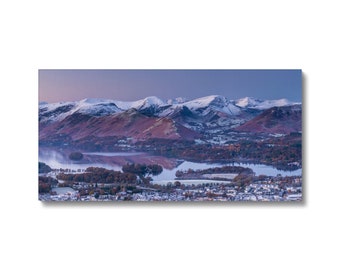 Fells at Dawn #4 - Winter Derwentwater - Lake District Landscape by Alan Copson - Canvas Print, or Framed/Unframed Photographic Wall Art