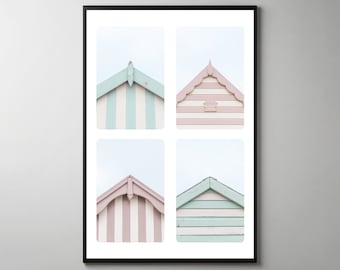 Beach Huts Montage #2. Seaside Wall Art Gift. Canvas Print or Framed / Unframed  Photographic Giclée Print by Alan Copson