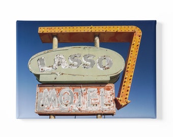 Route 66 -  Lasso Motel Sign #2. Tucumcari, New Mexico. Canvas Print or Framed/Unframed Photographic Wall Art Gift by Alan Copson