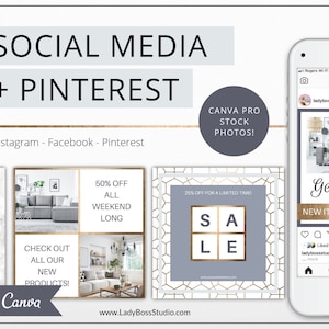 Pinterest Templates | Pinterest Templates Canva | Instagram Templates Canva | Social Media Templates | Instagram Stories | Modern Gold