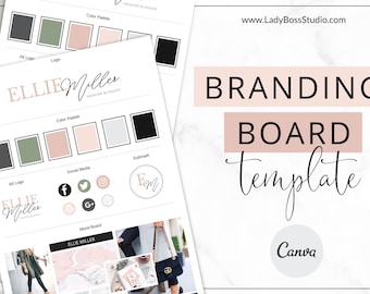 Branding Board Template , Brand Board , Branding Logo Designer , Brand Kit for Bloggers , Logo Board, Branding, Canva Template, Uptown