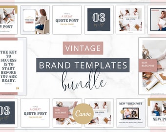 Bundle | Lead Magnet Templates | ebook | Social Media Templates | Pinterest Templates | Branding Kit | Logo, Branding Board | Vintage