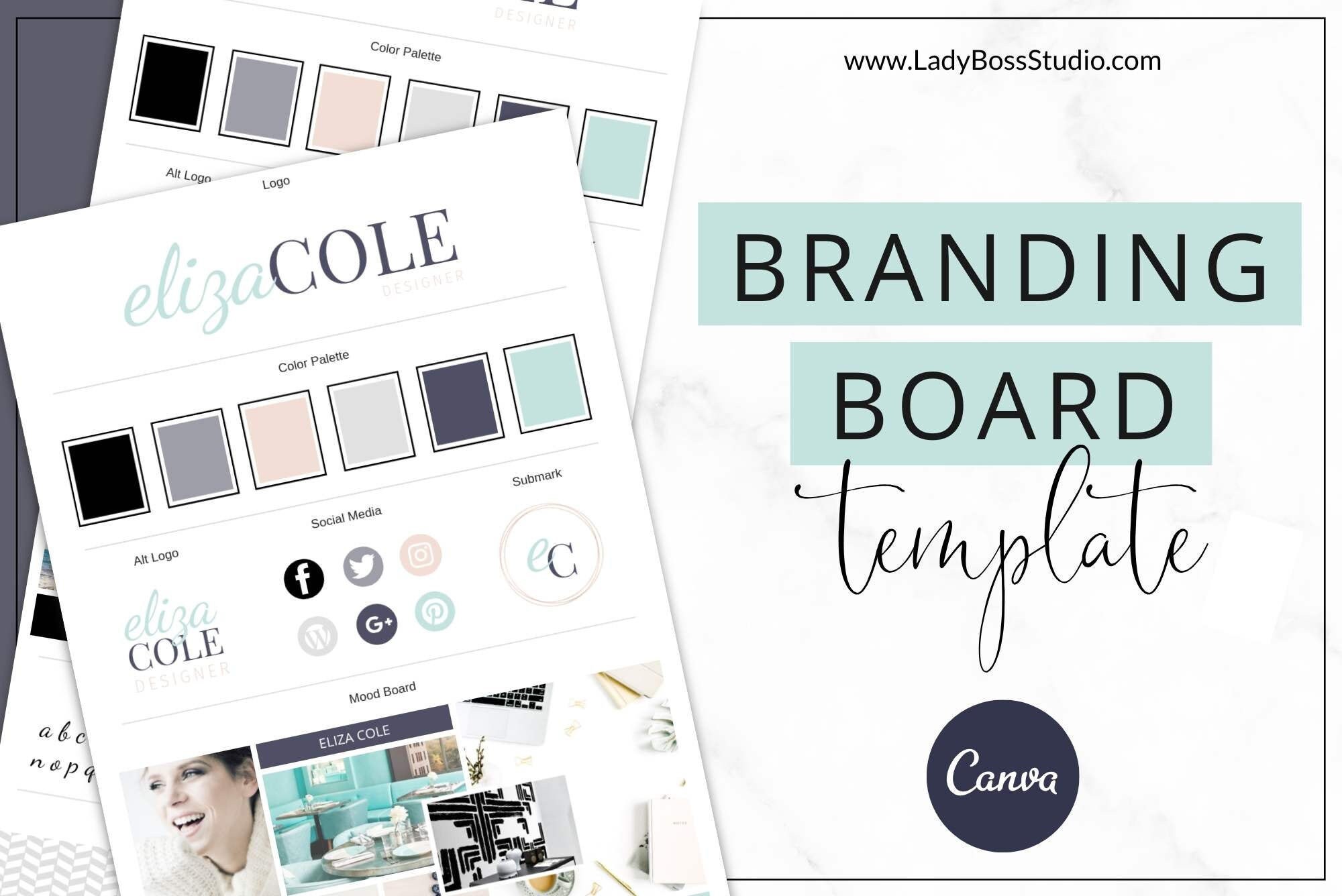 Brand Board Templates Style Guide Branding Board Turquoise Brand Templates Canva Branding Color Palette Feminine Branding Blogging Etsy