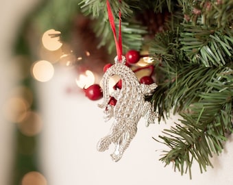 Adorno navideño de caimán de peltre fundido a mano: regalo de caimán