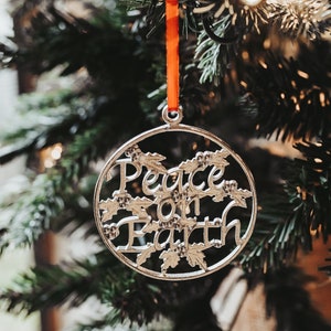 Peace on Earth, Christmas Ornament, Religious Holiday Gift, Holiday Wish Present Tag,