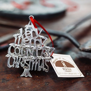 Country Christmas Ornament, Farmhouse Holiday Decoration, Rustic Ornament, Unique Holiday Gift, Wine Bottle Tag,