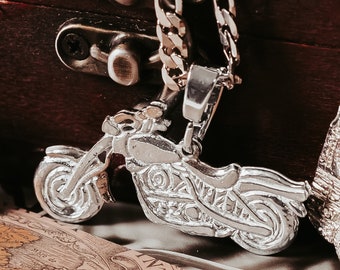 Motorcycle Pendant, Motorcycle Jewelry, Harley Necklace,