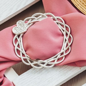 Pewter Heart Scarf Ring: Handcrafted Swirl Design