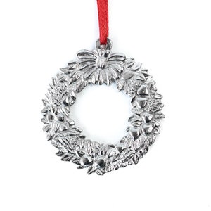 Hand Cast Pewter Christmas Wreath Ornament - House of Morgan