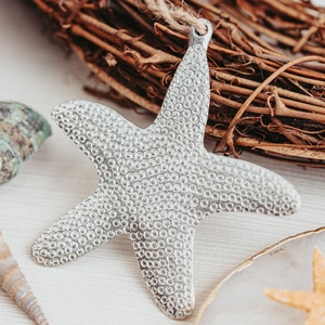 Starfish, Starfish Ornament, Seashell Ornaments, Pewter Starfish, Nautical Ornament,