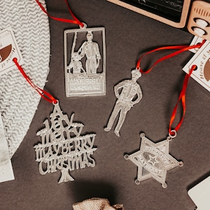 Handcrafted Pewter Mayberry Christmas Ornament: Sheriff Badge