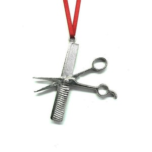 Hair Stylist Christmas Ornament, Scissors and Comb Gift for Barber, New Hairdresser Keepsake,