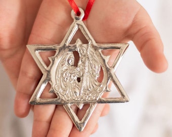 Nativity Christmas Ornaments, Star of David, Religious Ornament, Unique Gift for Christian,