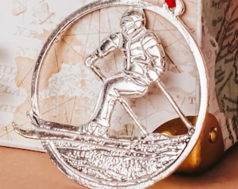 Ski Ornament, Skiing Ornament, Snow Skier, Christmas Ornament, Skier Gift,