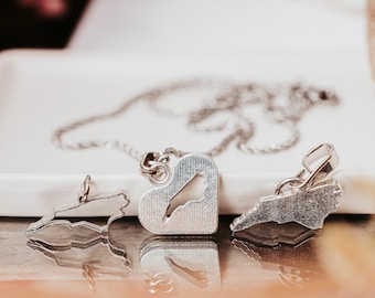 North Carolina-sieraden, NC-hanger, NC State Outline, North Carolina-ketting,