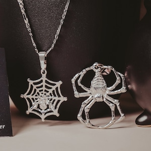 Spider Necklace, Spiderweb Jewelry, Spider Pendant, Spiderweb Chain, Halloween Gifts,