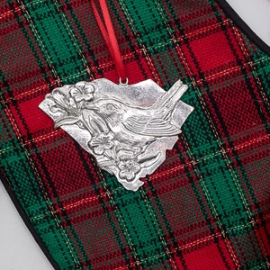 Hand Cast Pewter South Carolina Ornament: State Symbols Gift