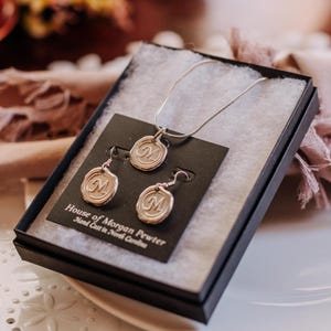 Last Name Initial, Wax Seal, Wax Seal Pendant, Initial Jewelry, Initial Earrings, Monogram Gifts,
