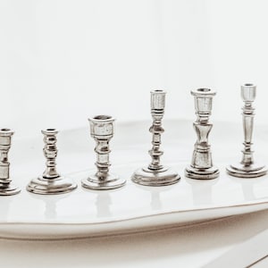 Antique Pewter, Mini Candlesticks Set, Vintage Candle Holder, Candlestick Collector Gift,