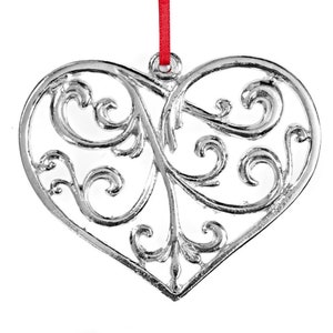 Handcrafted Pewter Heart Ornament: North Carolina Design