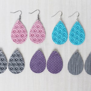 Suede | Genuine Leather | Earrings | Teardrop | Honeycomb | Palm Leaf