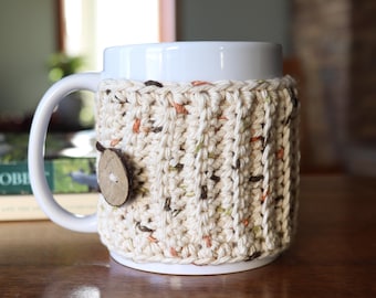 Mug Cozy | Sonoma Mug Wrap | Crochet Mug Warmer | Farmhouse Coffee Cozy | Neutral Tea Cozy | Cup Cozy | Mug Sweater | Made to Order