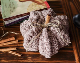 Pumpkin | Fall Decor | Crochet Pumpkin | Autumn Farmhouse | Rustic Home Decor | Taupe Pumpkin