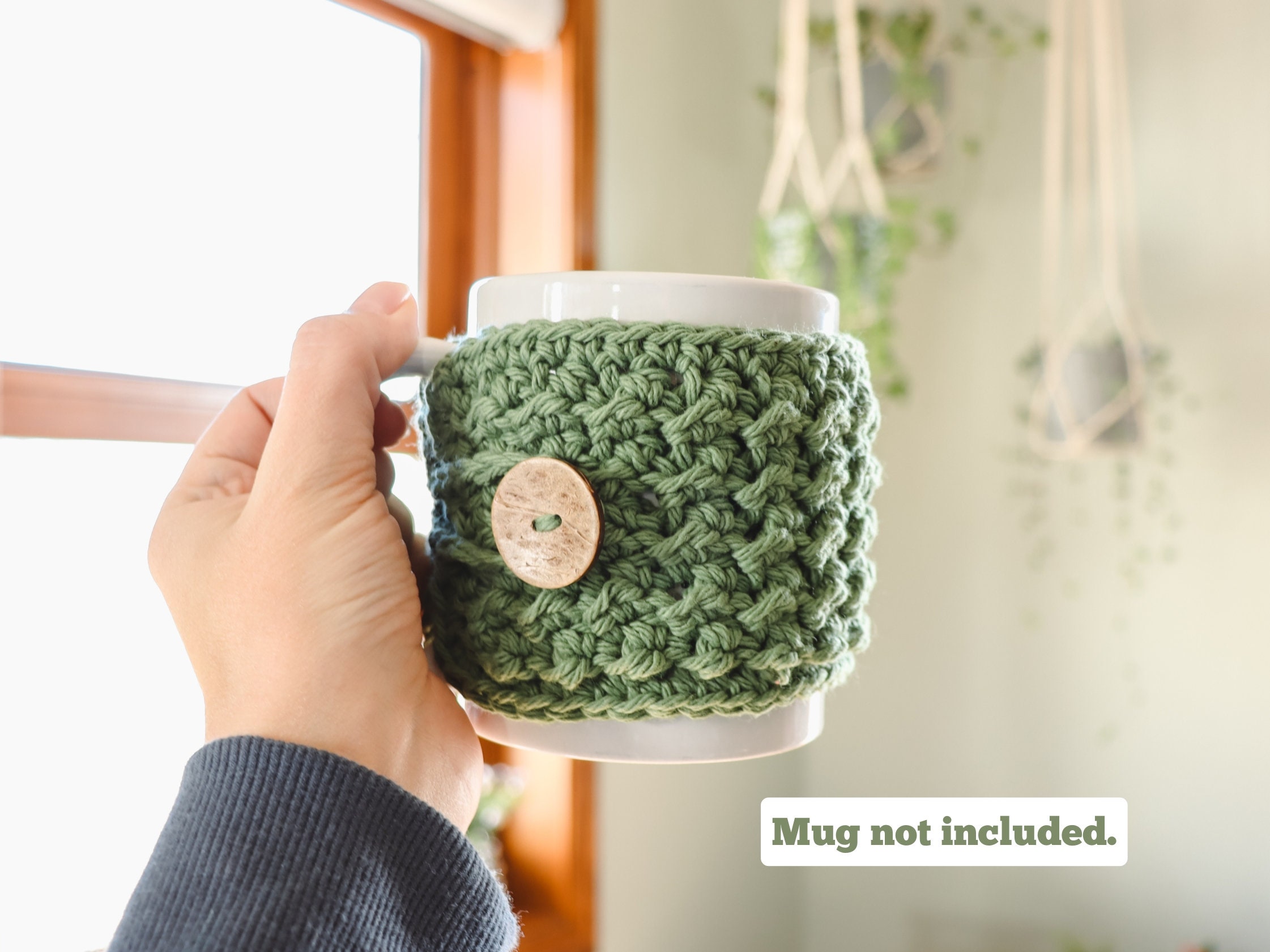 Christmas Hand Crochet Coffee Cup Holder/ Mug Warmer/Sleeve/ Cup Cozy Gray