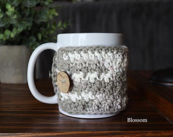 Mug Cozy | Greige Mug Wrap | Crochet Mug Warmer | Farmhouse Coffee Cozy | Tea Cozy | Cup Cozy | Mug Sweater | Made to Order