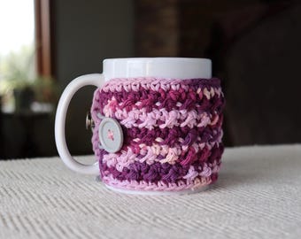 Mug Cozy | Garden Party Mug Wrap | Crochet Mug Warmer | Farmhouse Coffee Cozy | Neutral Tea Cozy | Cup Cozy | Mug Sweater | Made to Order