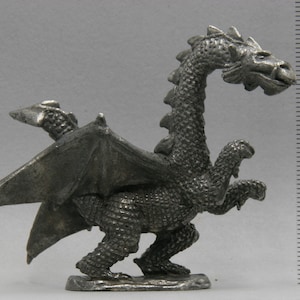 Medium Pewter Dragon Rearing unpainted mini, 28mm scale,tabletop RPG miniature, D&D figurines, Pathfinder fantasy gaming, pewter