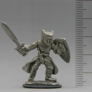 Knight with Winged Helm and Sword mini, 28mm scale,tabletop RPG miniature, D&D figurines, Pathfinder fantasy gaming, pewter