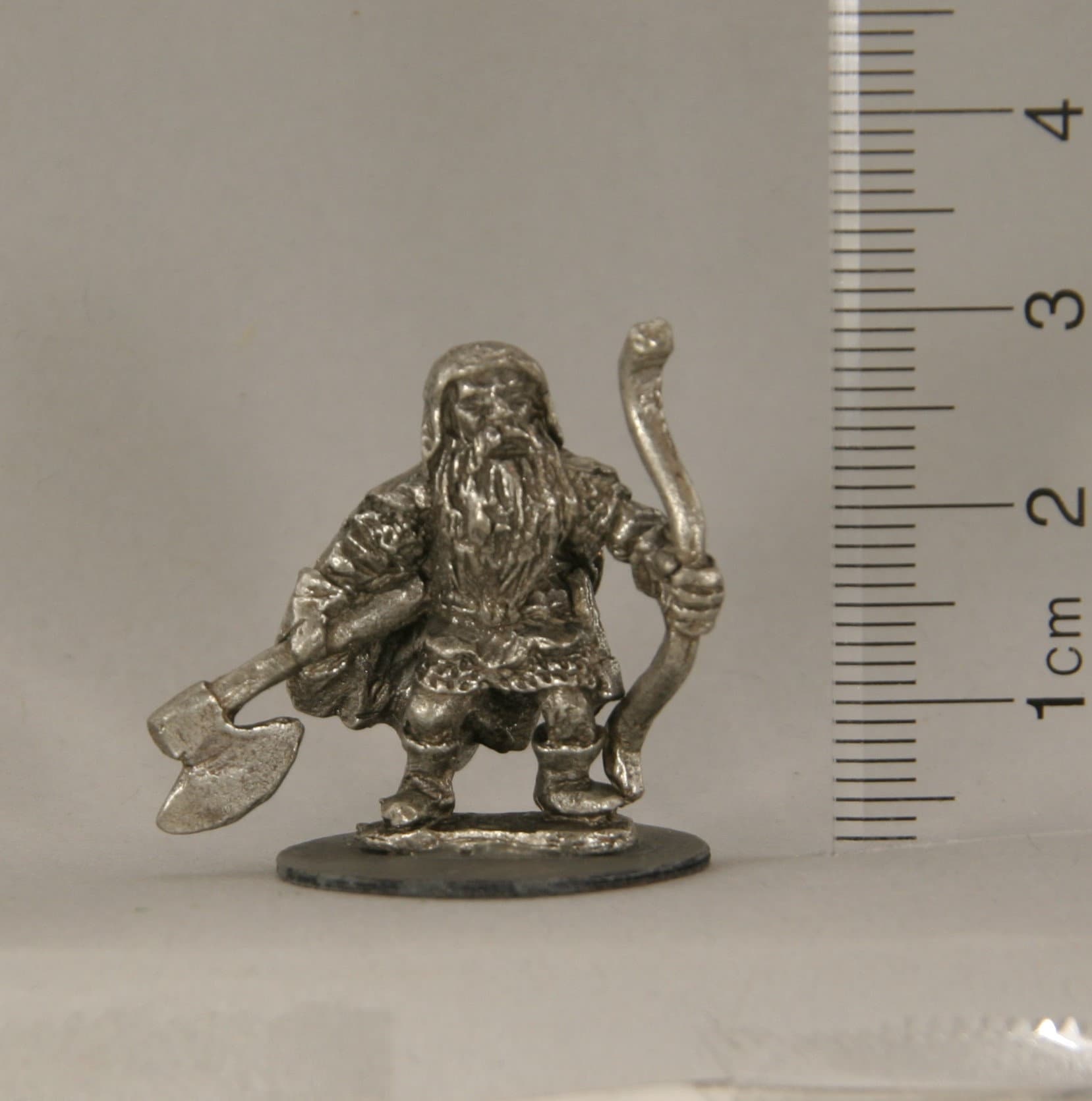 Dwarf Ranger with Bow and Axe unpainted mini, 28mm scale,tabletop RPG miniature, D&D figurines, Pathfinder fantasy gaming, pewter