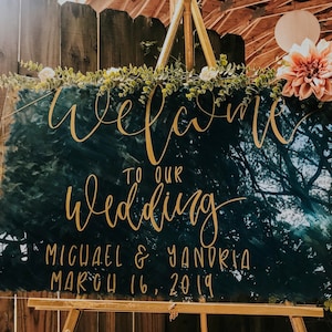 Acrylic Wedding Sign| Painted Acrylic Welcome Sign| Plexiglass Wedding Welcome Sign