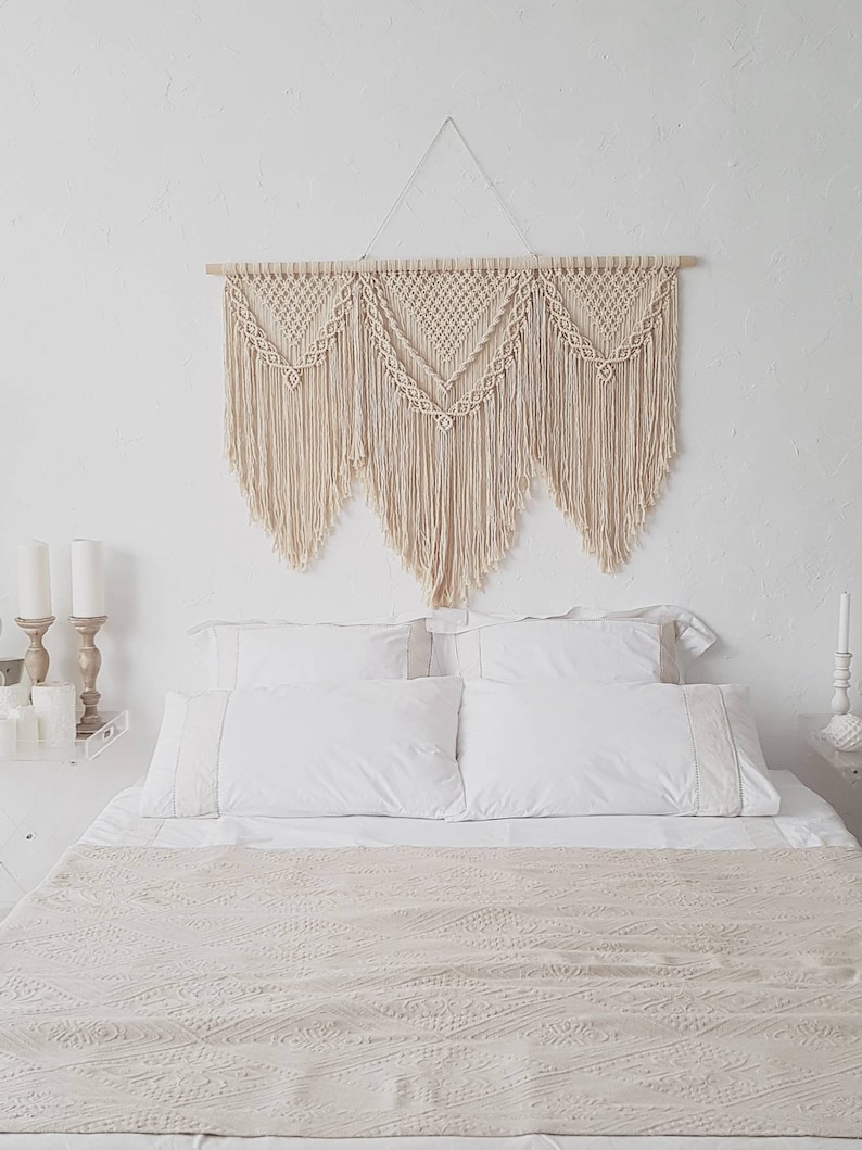 Over the bed decor Large Macrame Wall Hanging Headboard Etsy
