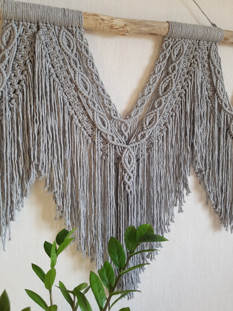 Gray Macrame Wall Hanging Large Macrame Wall Hanging Gray Etsy