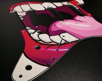 Fender ST Style Pickguard • Open Mouth With Tongue • Custom Pickguard • Graphic • Stormguitar