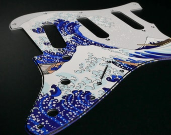 Pickguard Fender style ST • Style moderne - La grande vague au large de Kanagawa • Pickguard personnalisé • Graphique • Guitare tempête