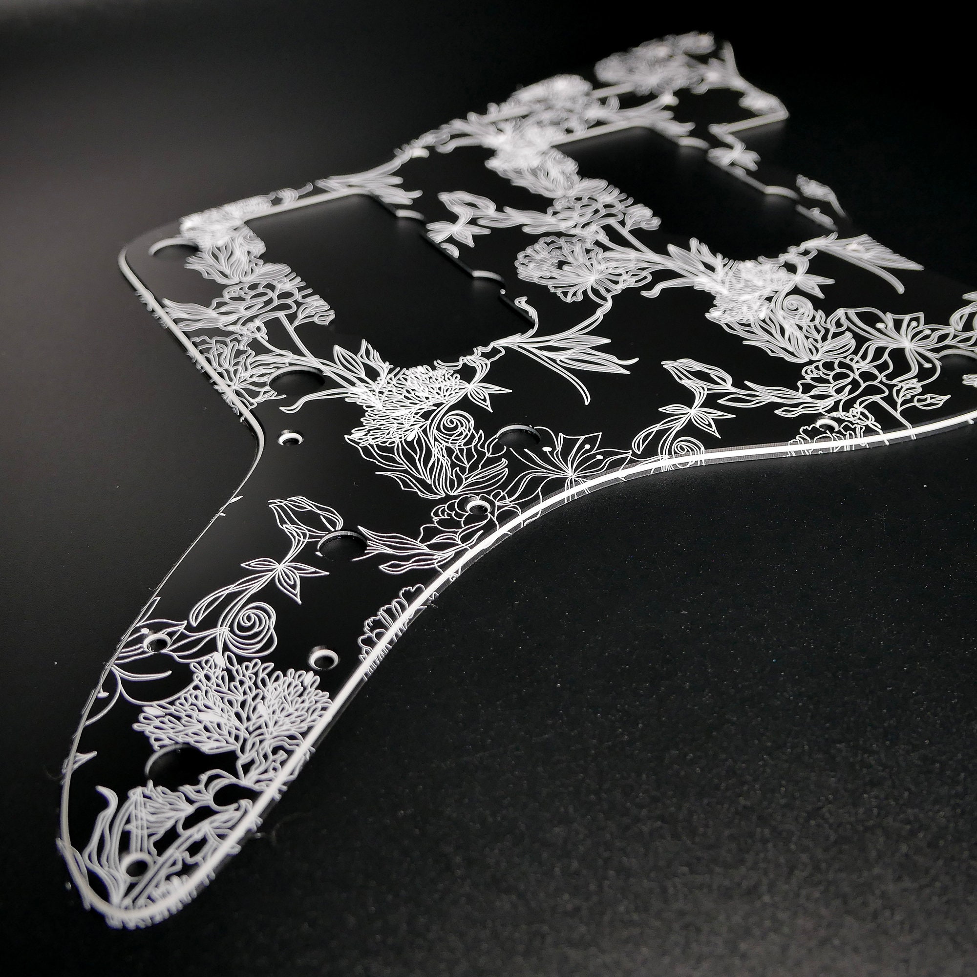 Fender Jmaster Pickguard • Floral #7 BLACK Gloss • Custom