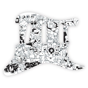 Fender ST Style Pickguard • Monsters And Cute Alien • Custom Pickguard • Graphic • Stormguitar