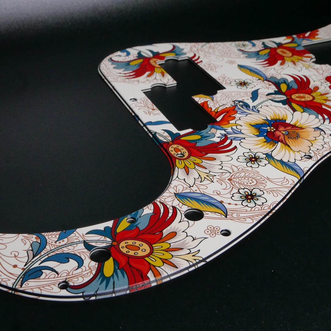 Fender Precision Bass Pickguard Folk Flowers Custom Pickguard Graphic ...