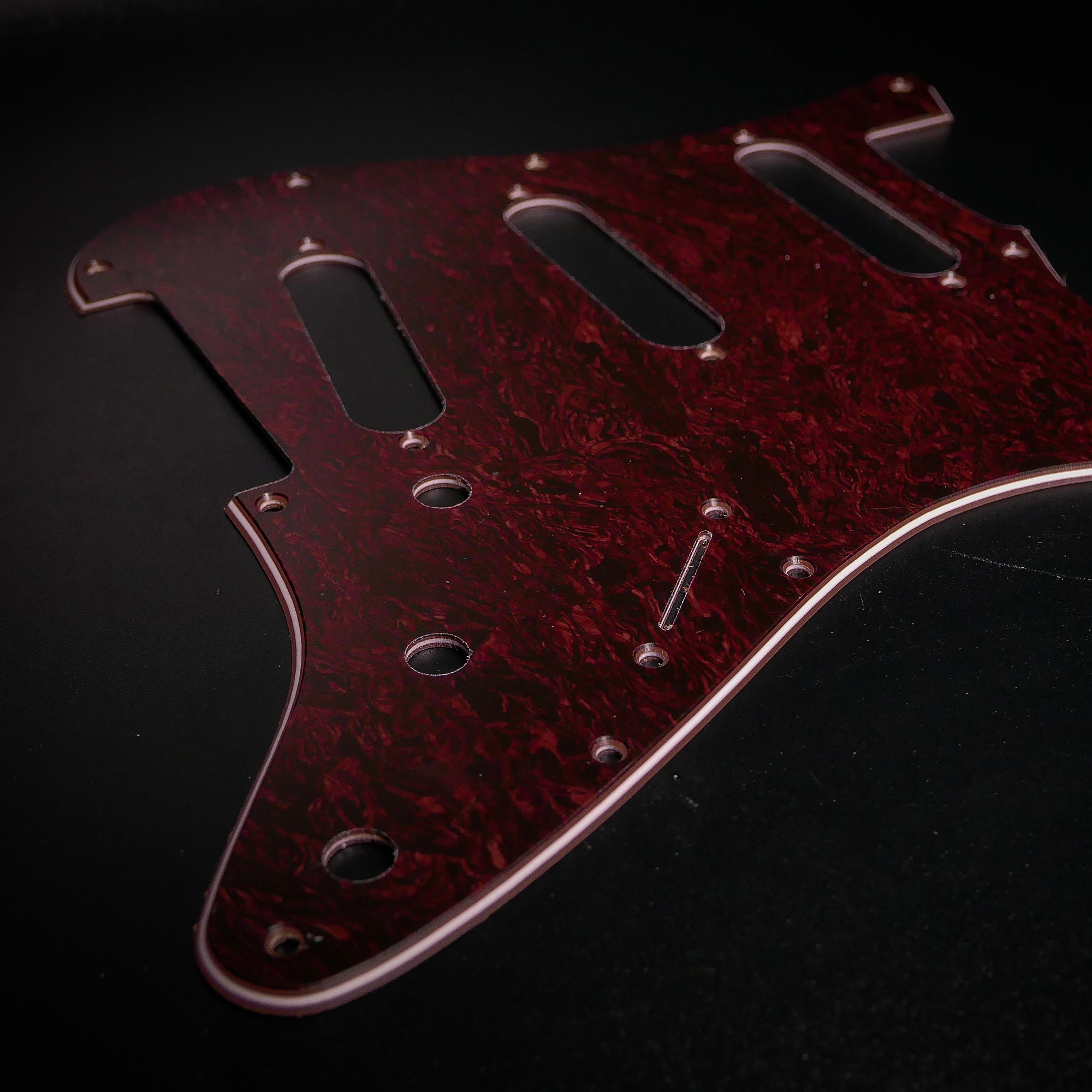 Fender ST Style Pickguard • 4-ply Dark Tortoise (brown) • Custom