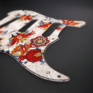 Fender ST Style Pickguard • Folk Flowers • Custom Pickguard • Graphic ...
