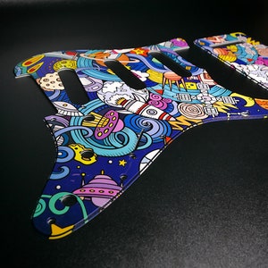 Fender ST Style Pickguard & Backplate • Cartoon Doodle Space • Custom Pickguard • Graphic • Stormguitar