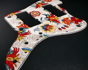 Fender JMaster-slagplaat • Volksbloemen • Aangepaste slagplaat • Grafisch